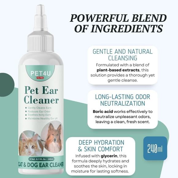 Dog & Cat Ear Cleaner – Gentle Otic Solution for Dogs & Cats – Pet Ear Wash f... - Picture 3 of 5